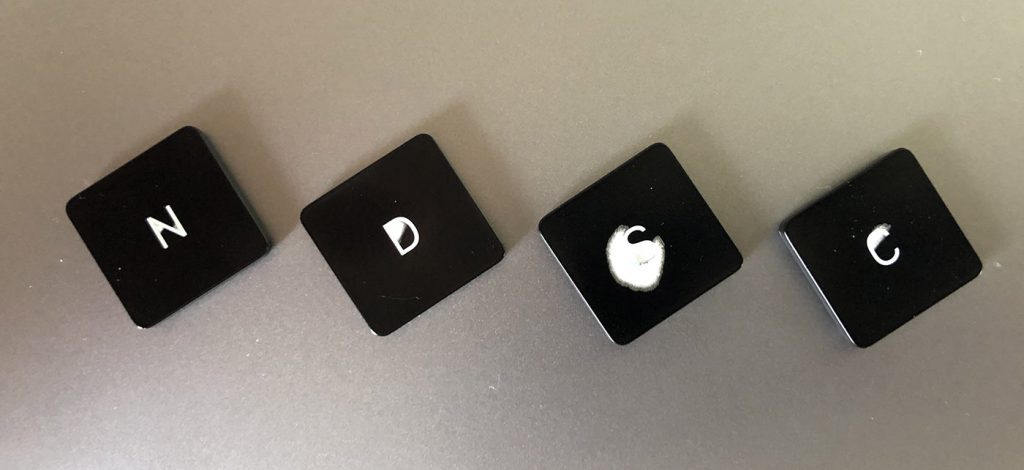 Worn keys removed from MacBook Pro 